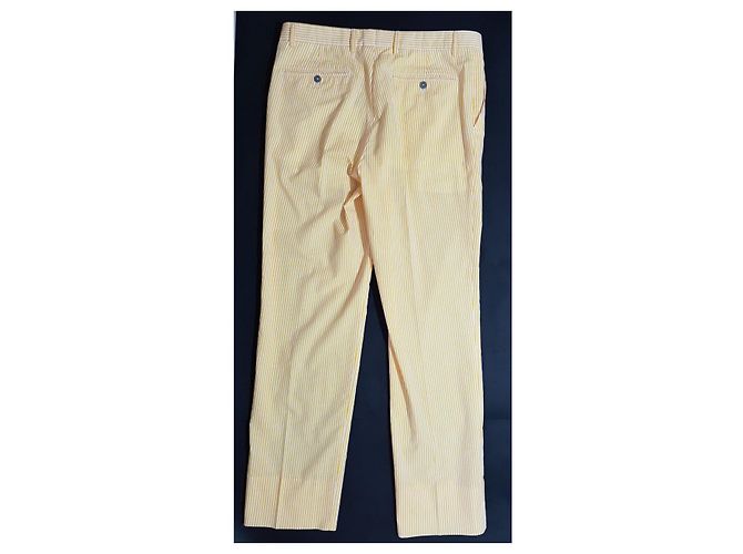 Autre Marque Piombo Pantaloni a strisce gialle cotone Bianco Giallo - vista 4