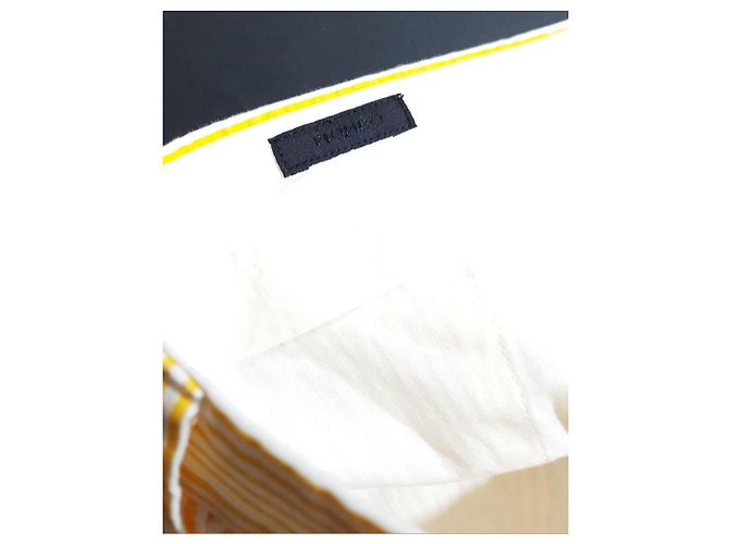 Autre Marque Piombo Pantaloni a strisce gialle cotone Bianco Giallo - vista 6