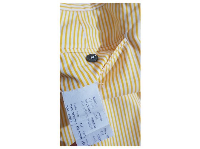 Autre Marque Piombo Pantaloni a strisce gialle cotone Bianco Giallo - vista 7