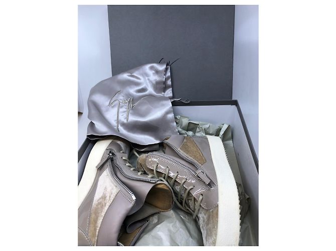 Giuseppe Zanotti Kriss Sneaker grau Leder Samt Anthrazitgrau - Ansicht 3