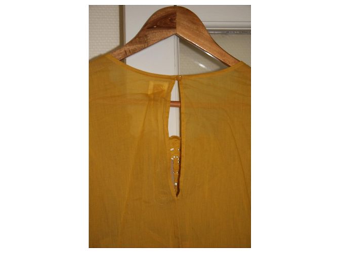 Vestido Des Petits Hauts de algodón mostaza - vista 5