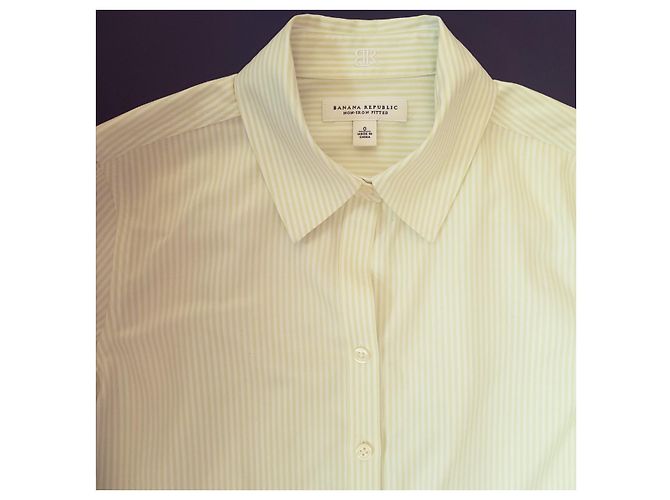 Camicia a righe Banana Republic in cotone bianca e verde chiaro Bianco - vista 2