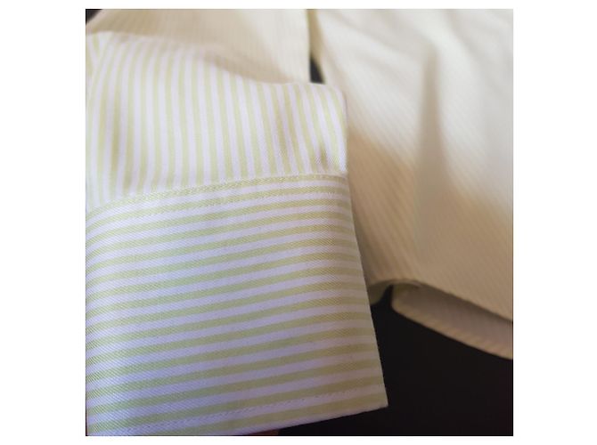 Camicia a righe Banana Republic in cotone bianca e verde chiaro Bianco - vista 3