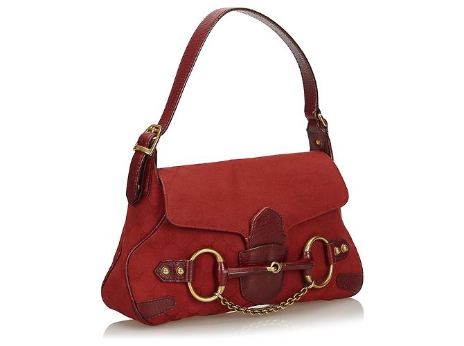 Tracolla Gucci Red GG Canvas Horsebit - vista 2