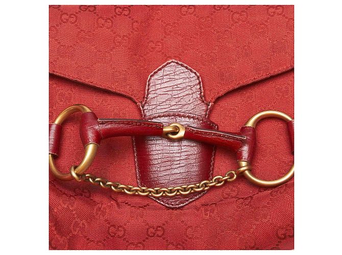 Tracolla Gucci Red GG Canvas Horsebit - vista 9