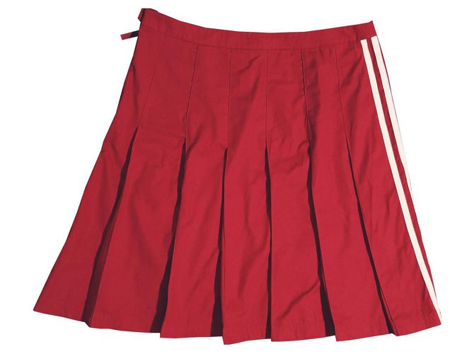 Falda de algodón roja Adidas Blanco - vista 2