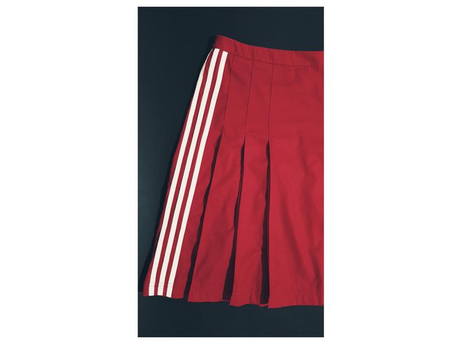 Falda de algodón roja Adidas Blanco - vista 3