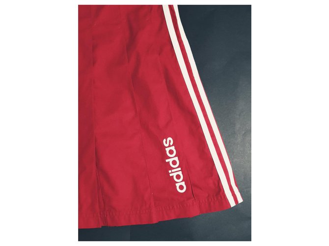 Falda de algodón roja Adidas Blanco - vista 4