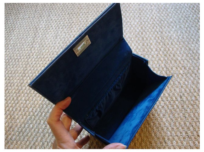 Autre Marque Mini pochette in tessuto rivestito blu Blu scuro - vista 3