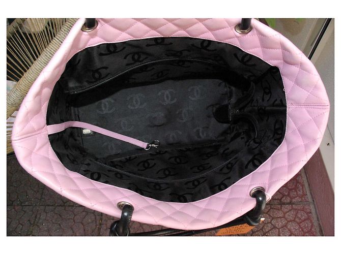 Borsa Chanel Cambon GM nera e rosa in pelle Nero - vista 4