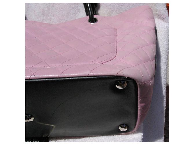 Borsa Chanel Cambon GM nera e rosa in pelle Nero - vista 7