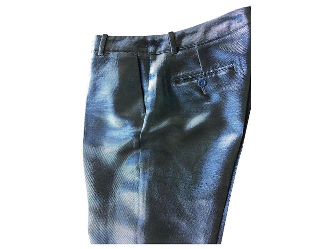 Pantalones Indress Lamé Azul Claro Algodón - vista 2