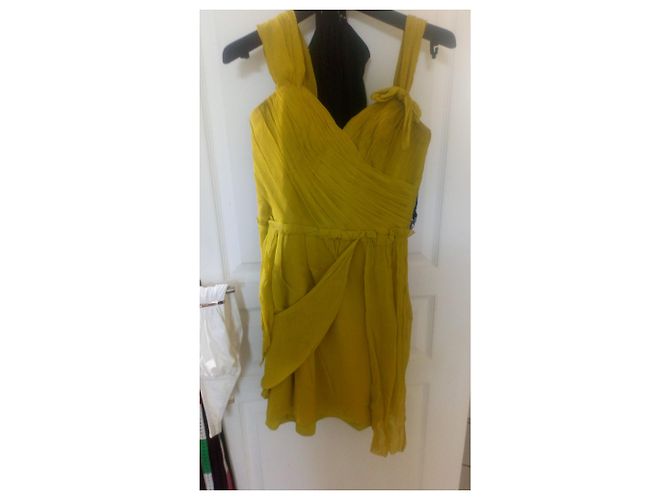 Robe en soie Vera Wang couleur chartreuse Jaune - vue 4