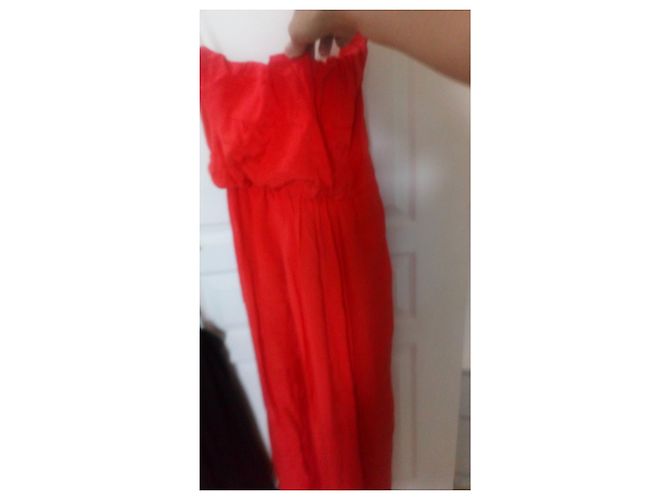 Autre Marque Marlene Birger Kleid aus Seide Rot mit Schlitz Größe S - Ansicht 2
