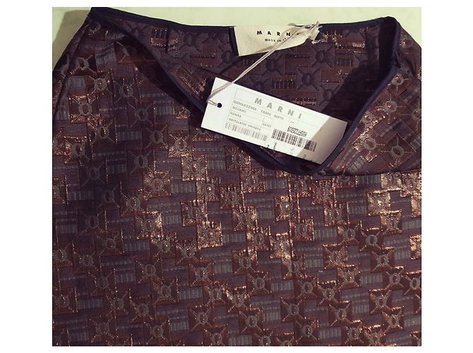 Falda Marni Metalizada Matellasse Bronce Seda Multicolor Metálico - vista 4