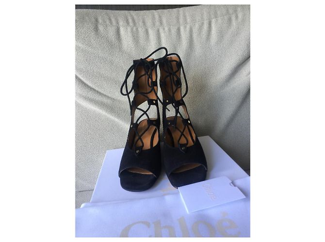 Sandali Chloé Spartiates in scamosciato nero 39 - vista 2