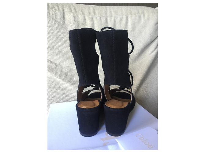 Sandali Chloé Spartiates in scamosciato nero 39 - vista 3