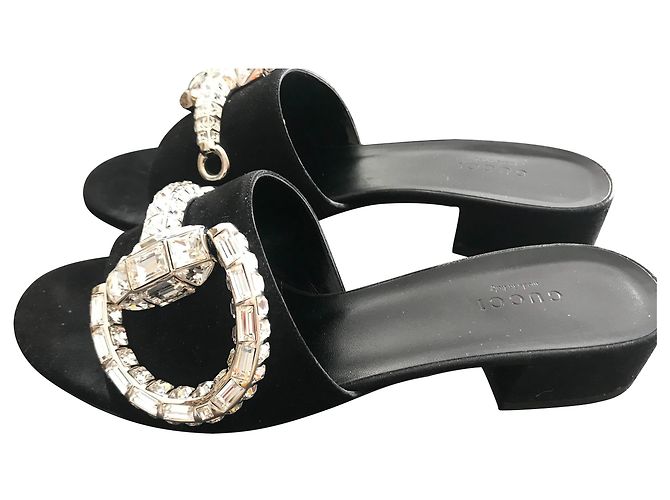 Mules Gucci in pelle di cervo nera 37 Nero - vista 2