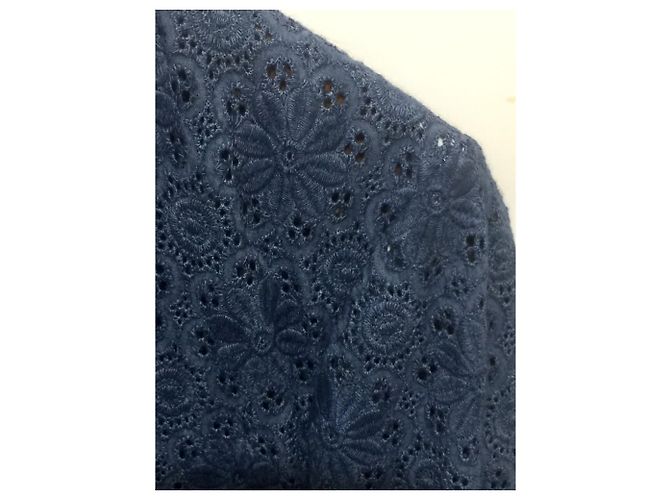 Giacca Diane Von Furstenberg Katie blu in cotone con pizzo inglese - vista 4