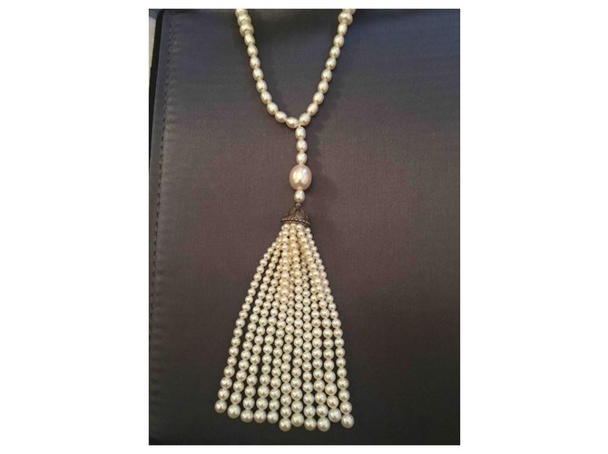 Collana Tiffany & Co Gatsby in perle e argento Eggshell Bianco sporco - vista 2