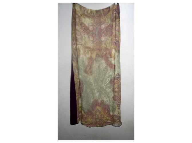 Etro Falda de gasa maxi paisley con logo. Multicolor - vista 2