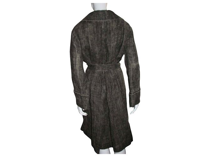 Abrigo de yute con cinturón Alberta Ferretti Marrón Castaño - vista 2