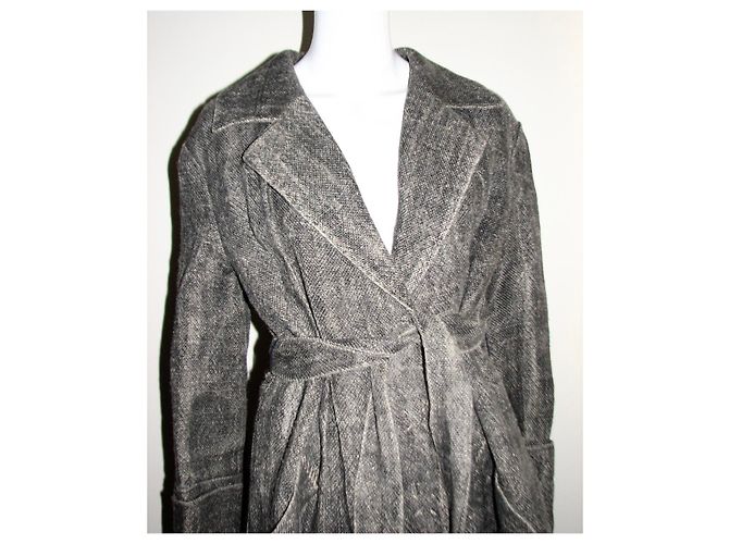 Abrigo de yute con cinturón Alberta Ferretti Marrón Castaño - vista 3
