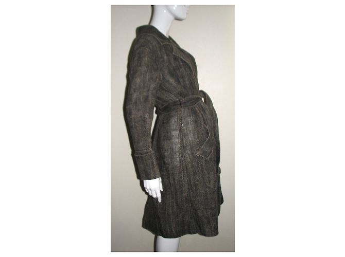 Abrigo de yute con cinturón Alberta Ferretti Marrón Castaño - vista 4