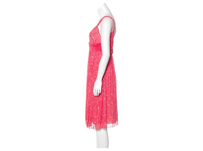 Diane Von Furstenberg Glenn Seidenkleid rot beige Gr. 8 - Ansicht 2