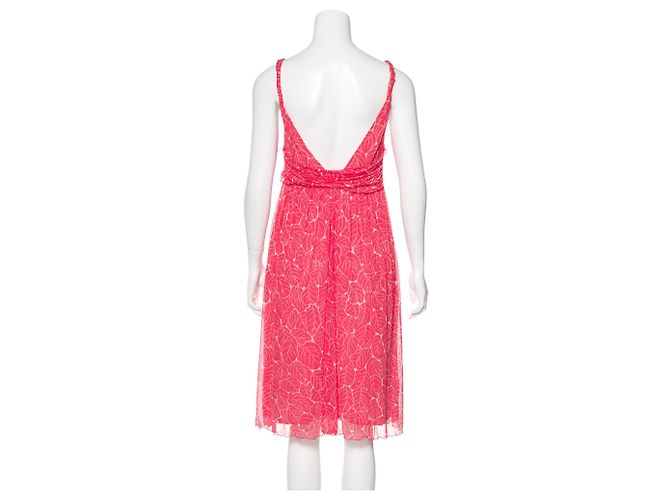 Diane Von Furstenberg Glenn Seidenkleid rot beige Gr. 8 - Ansicht 3