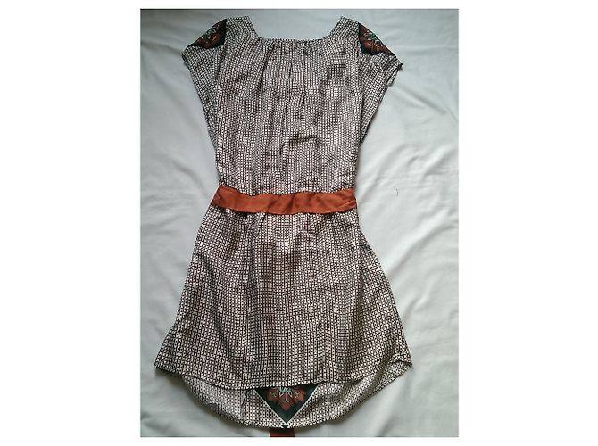 Vestido de seda Bel Air Marrón Negro Castaño - vista 2