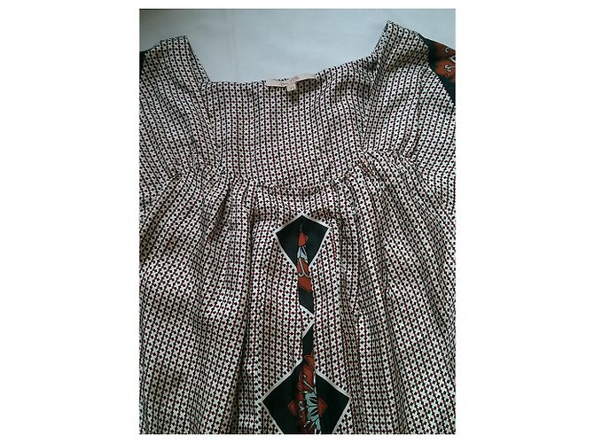 Vestido de seda Bel Air Marrón Negro Castaño - vista 3