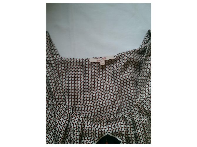 Vestido de seda Bel Air Marrón Negro Castaño - vista 4