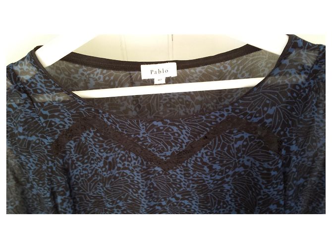 Camicetta Pablo De Gerard Darel Blu Notte con Pizzo Maniche 3/4 Blu navy - vista 2