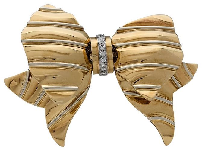 Spilla Repossi "nodo" in oro giallo e bianco, Diamants. - vista 2