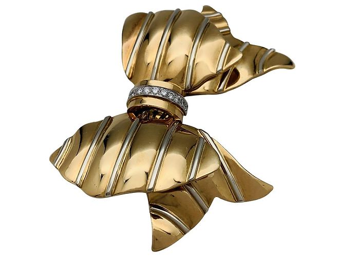 Spilla Repossi "nodo" in oro giallo e bianco, Diamants. - vista 3