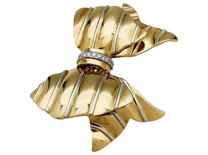 Spilla Repossi "nodo" in oro giallo e bianco, Diamants. - vista 8