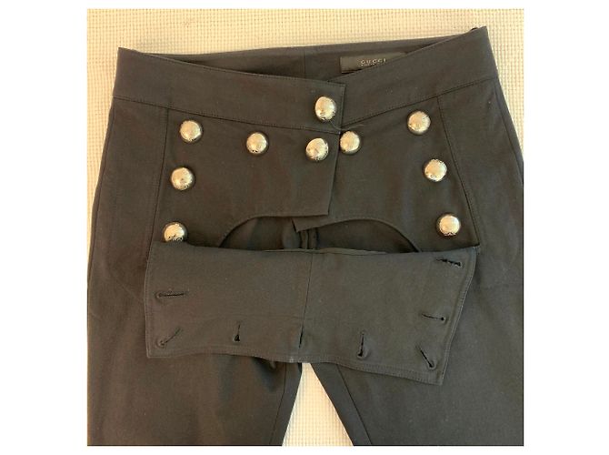 Gucci Pantalón de algodón negro estilo marinero. - vista 9