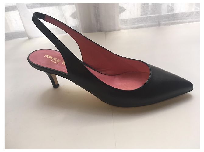 Décolleté Slingback in Pelle a Punta Paule Ka Nera Nero - vista 2