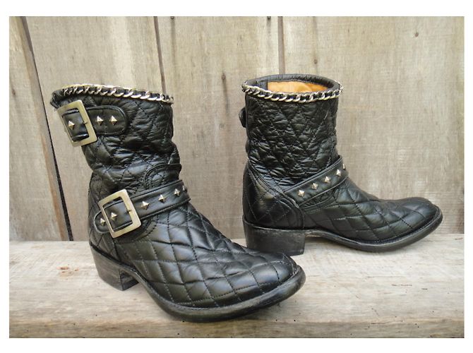Botas Biker Mexicana de cuero negro - vista 2