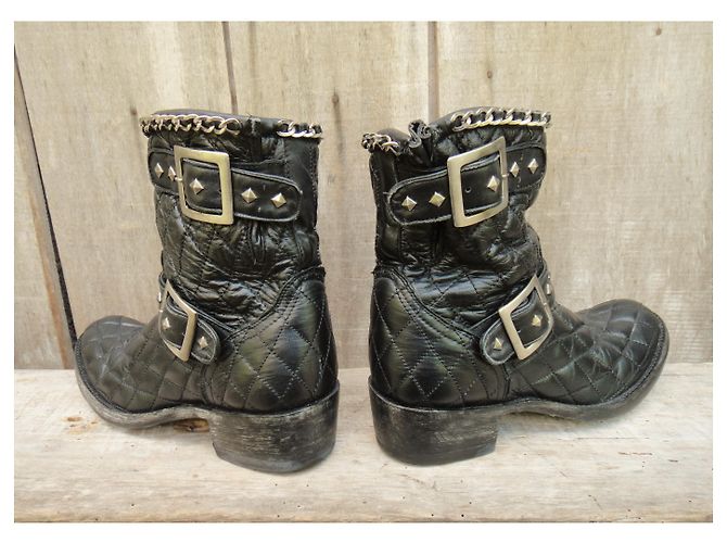 Botas Biker Mexicana de cuero negro - vista 5