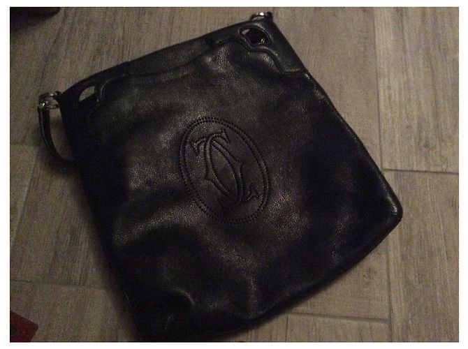 Borsa a tracolla Cartier in pelle nera Nero - vista 2