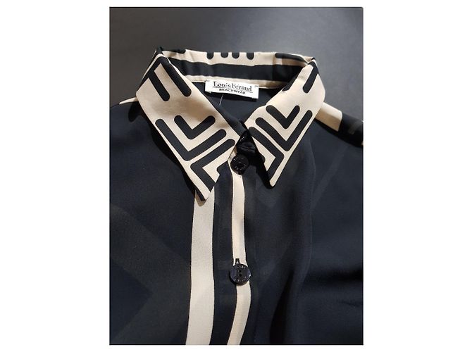 Camicia Louis Féraud Nera e Beige Poliestere M Nero - vista 3