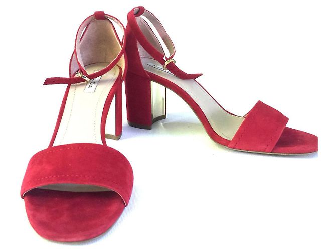 Massimo Dutti Sandali rossi in suede - vista 3