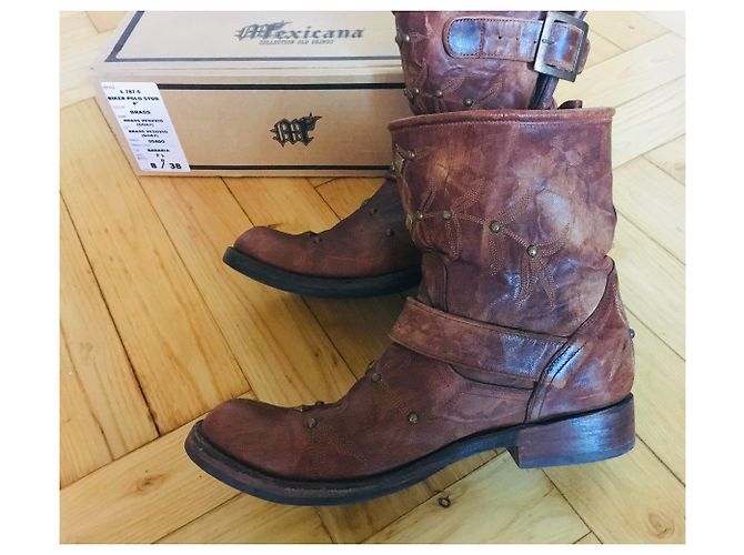 Mexicana Biker Polo Stiefel Cognac Ziegenleder - Ansicht 3