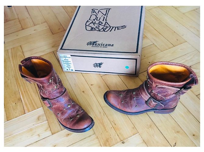 Mexicana Biker Polo Stiefel Cognac Ziegenleder - Ansicht 6