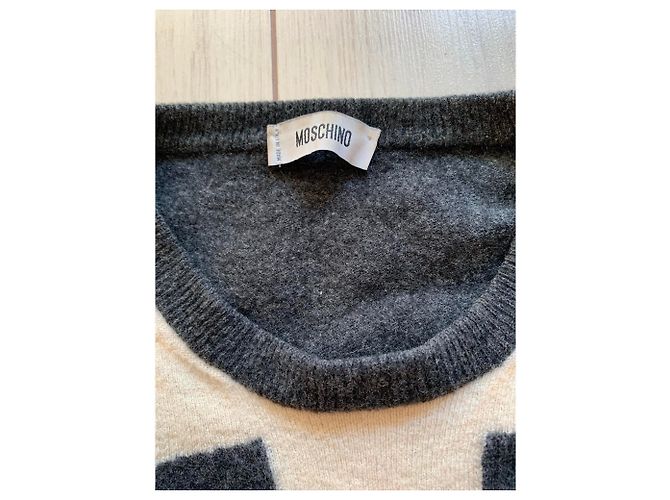 Moschino Pullover Weiss Grau Seide Kaschmir Wolle Weiß - Ansicht 2