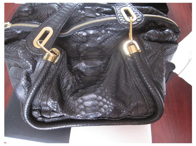 Chloé Paraty Handtasche aus schwarzem Python - Ansicht 3