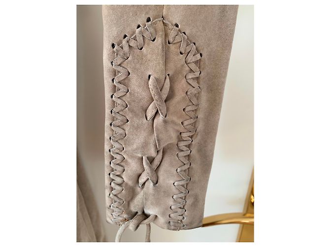 Morganne Bello Abrigo clutch de cuero beige - vista 5