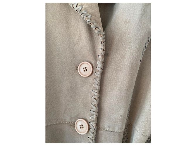 Morganne Bello Abrigo clutch de cuero beige - vista 6